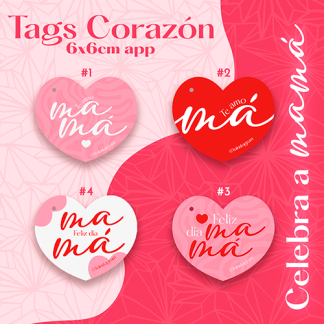 Tag de corazón día de la madre